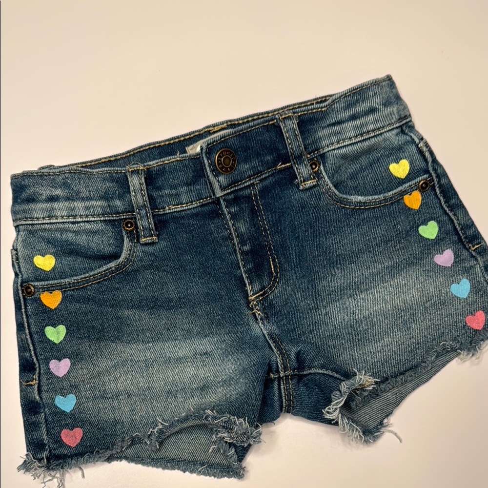 Tractr Denim Shorts with Colorful Heart Accents (like new!)